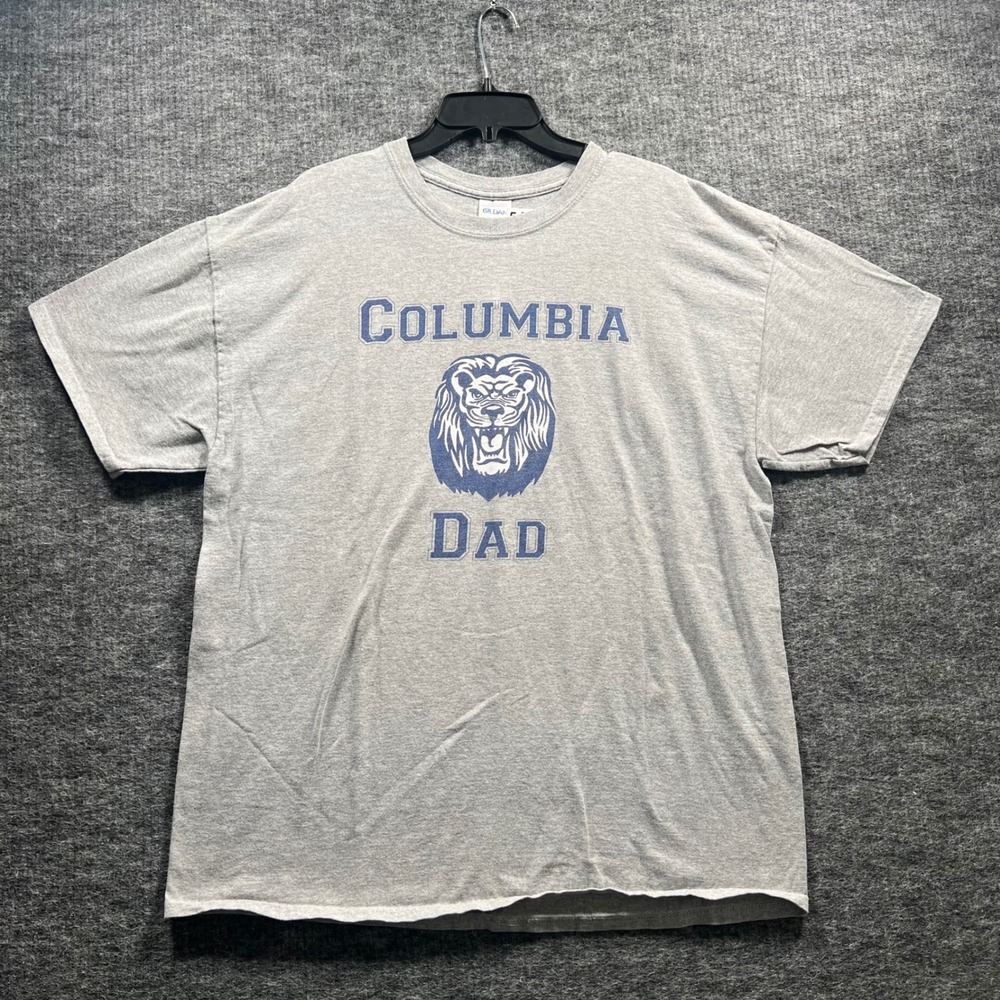 Gildan Columbia University Dad T-Shirt XL Gray Lion Mascot Graphic Tee